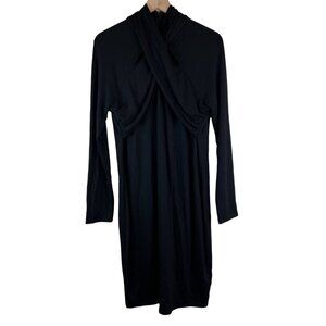 NWT Elie Tahari Black Twist Keyhole Neck Long Sleeve Dress